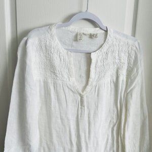 JOIE - White Linen 100% - Blouse - Size L